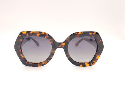 gafas de sol visionario margaret 02 en acetato carey con forma geométrica y lentes degradadas grises polarizadas