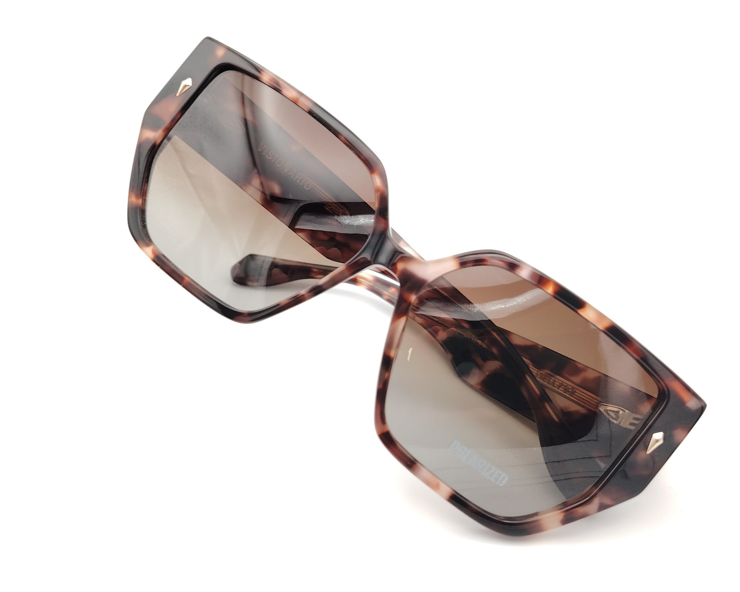 gafas de sol visionario carey marrón con lentes polarizadas y montura geométrica