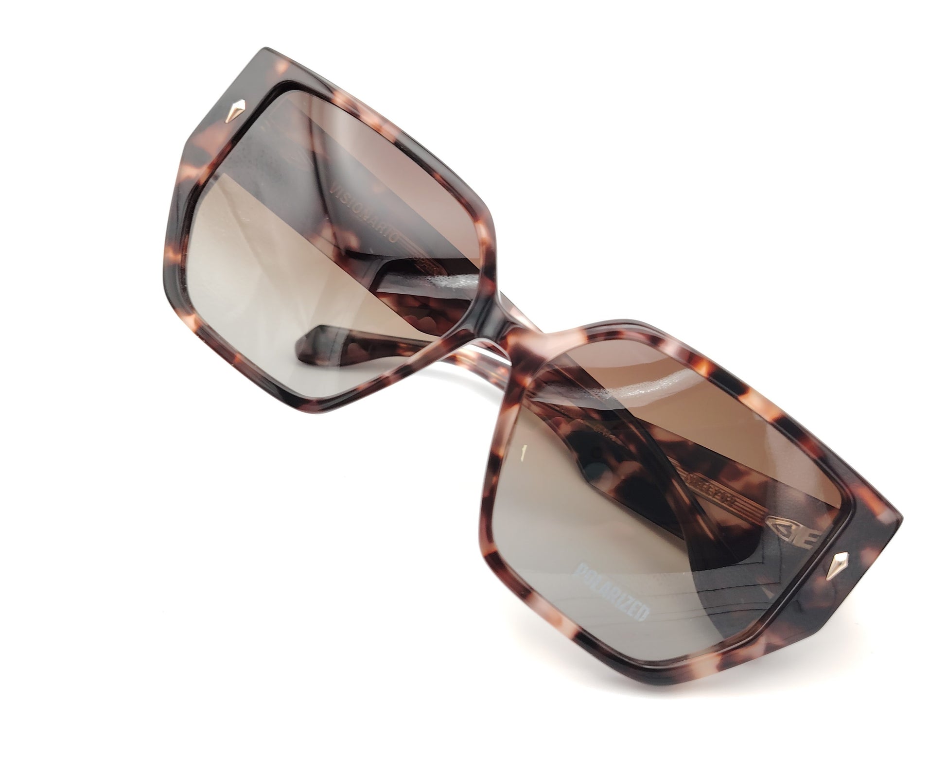 gafas de sol visionario carey marrón con lentes polarizadas y montura geométrica
