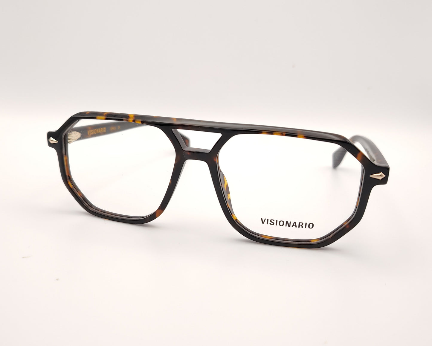gafas graduadas de estilo aviador en color carey oscuro con doble puente y forma geométrica