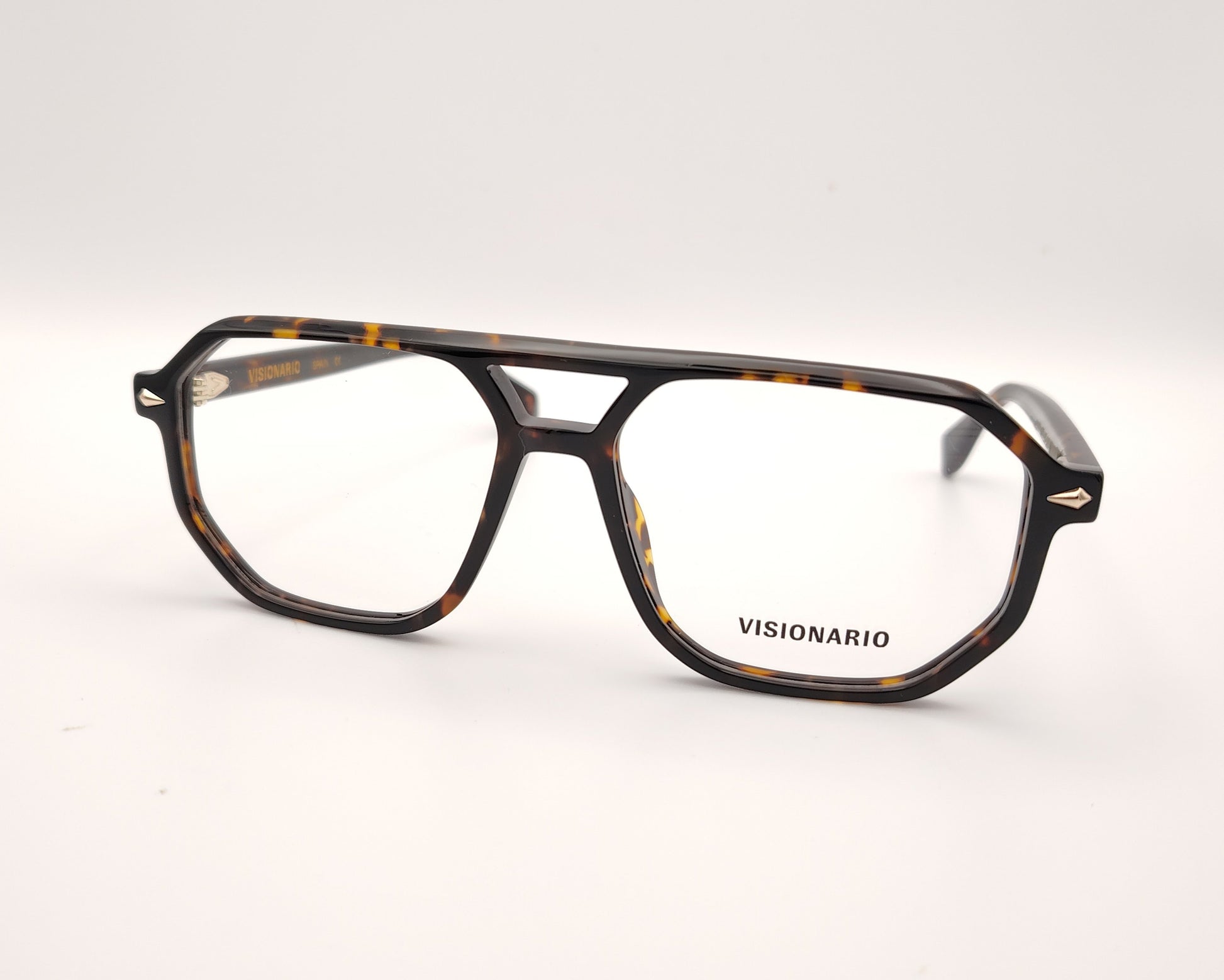 gafas graduadas de estilo aviador en color carey oscuro con doble puente y forma geométrica