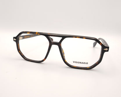 gafas graduadas de estilo aviador en color carey oscuro con doble puente y forma geométrica