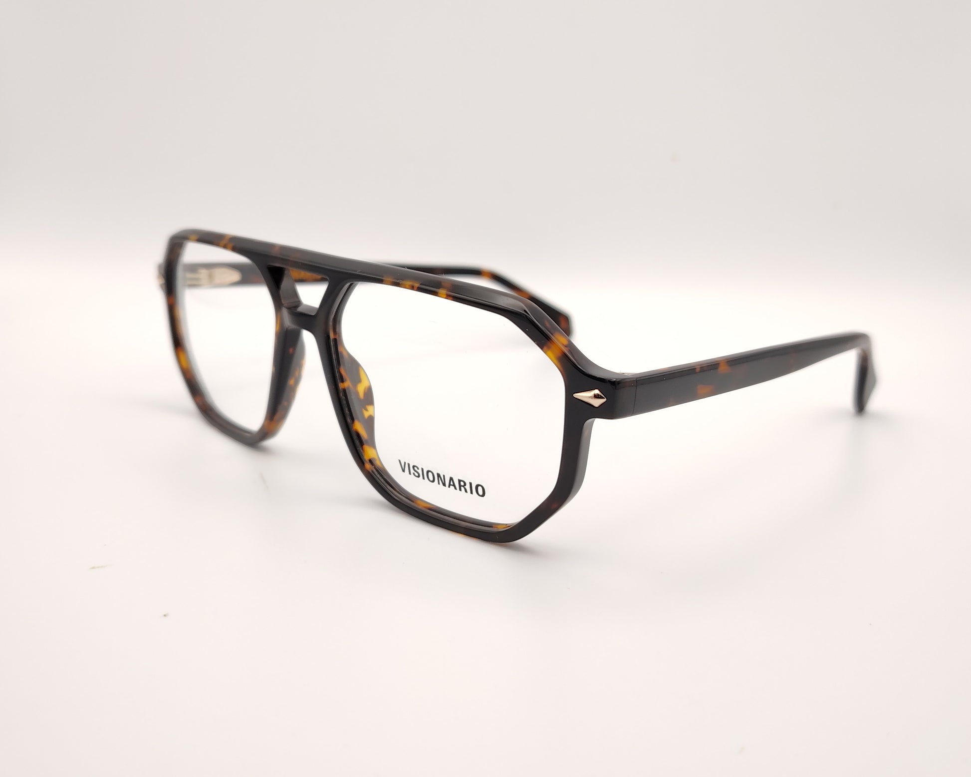 gafas graduadas de estilo aviador en color carey oscuro con doble puente y forma geométrica