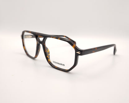 gafas graduadas de estilo aviador en color carey oscuro con doble puente y forma geométrica