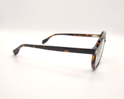 gafas graduadas de estilo aviador en color carey oscuro con doble puente y forma geométrica