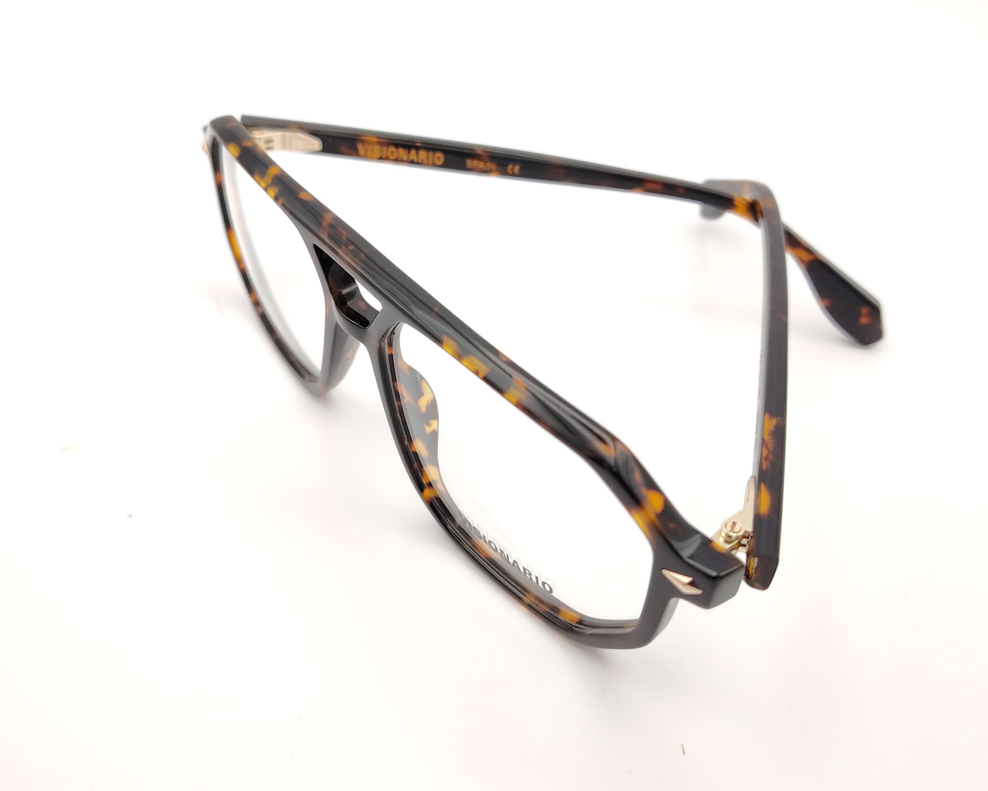 gafas graduadas de estilo aviador en color carey oscuro con doble puente y forma geométrica
