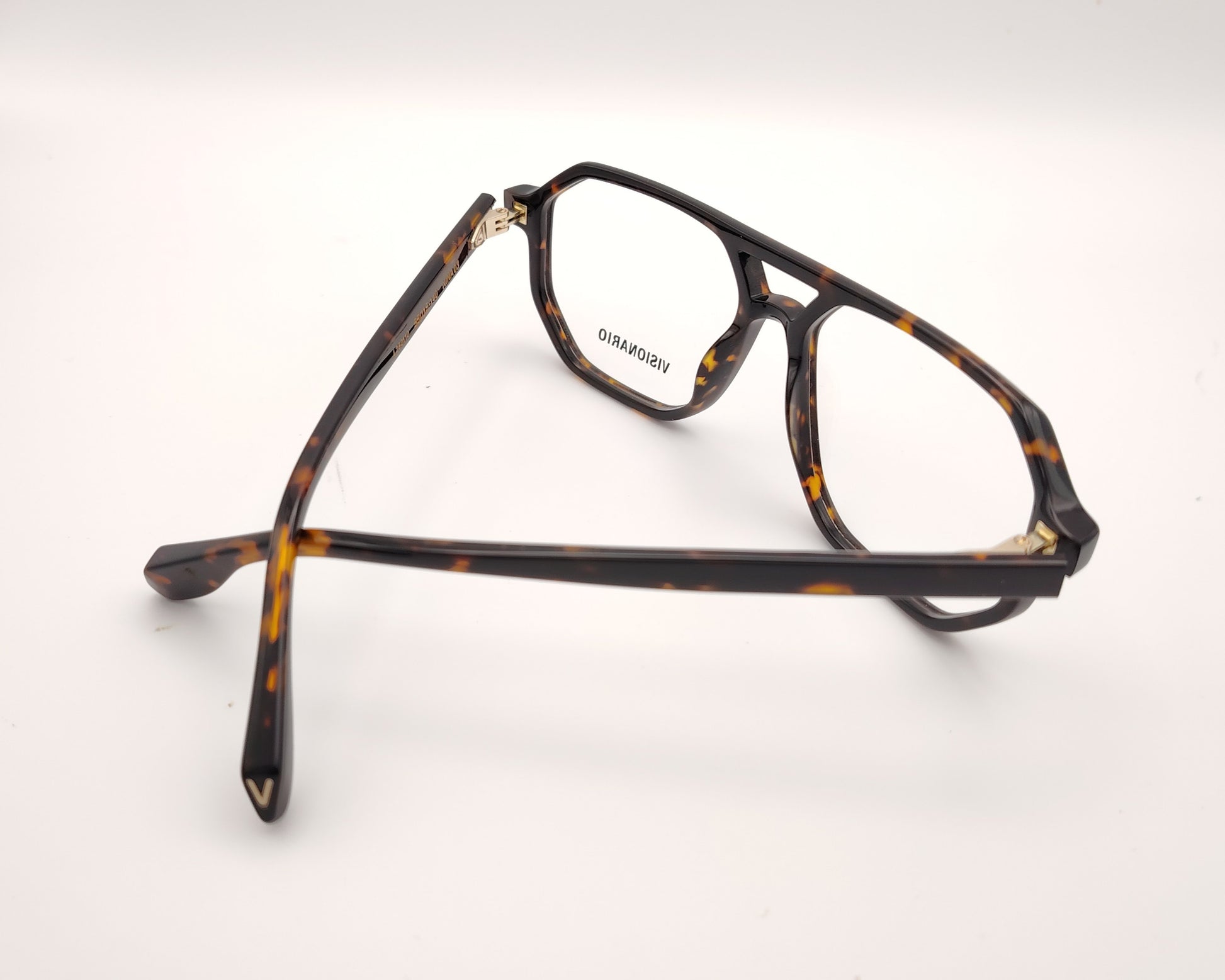 gafas graduadas de estilo aviador en color carey oscuro con doble puente y forma geométrica
