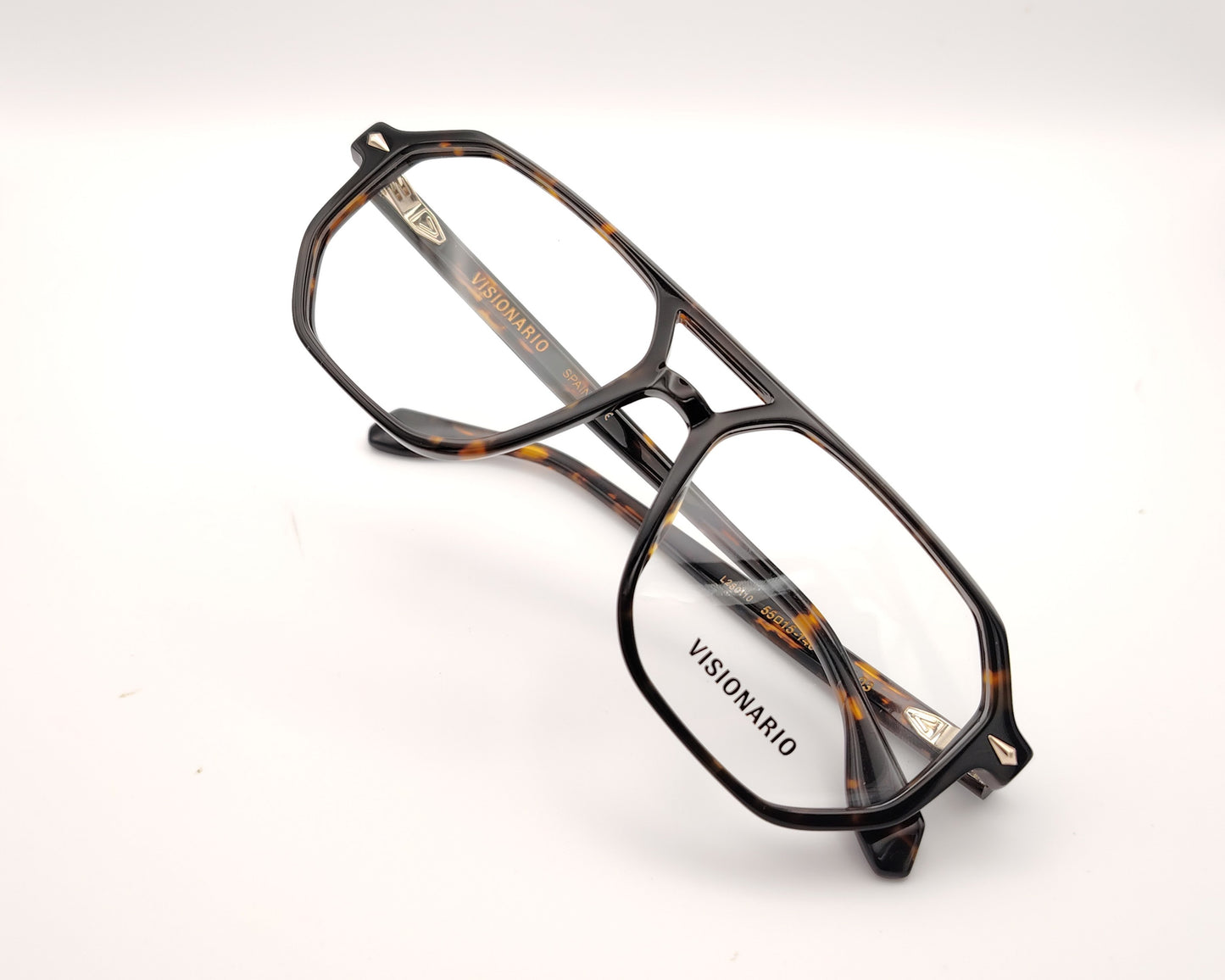 gafas graduadas de estilo aviador en color carey oscuro con doble puente y forma geométrica