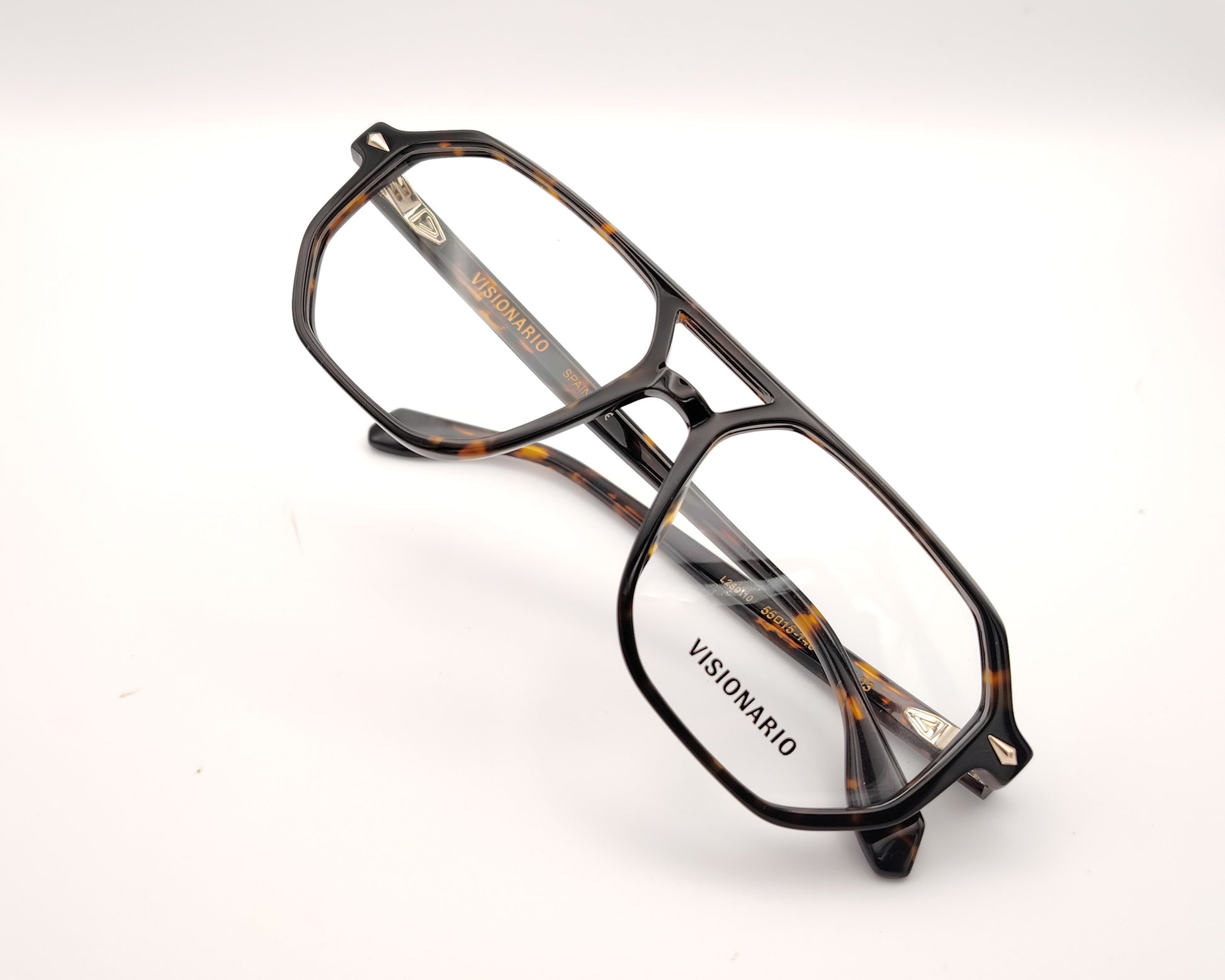 gafas graduadas de estilo aviador en color carey oscuro con doble puente y forma geométrica