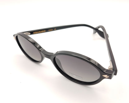 gafas de sol visionario negras ovaladas con lentes polarizadas oscuras