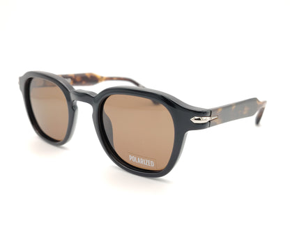 gafas de sol visionario negras con varillas carey y lentes marrones polarizadas