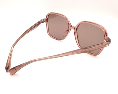 gafas de sol visionario rosa translúcido con lentes polarizadas y montura oversize