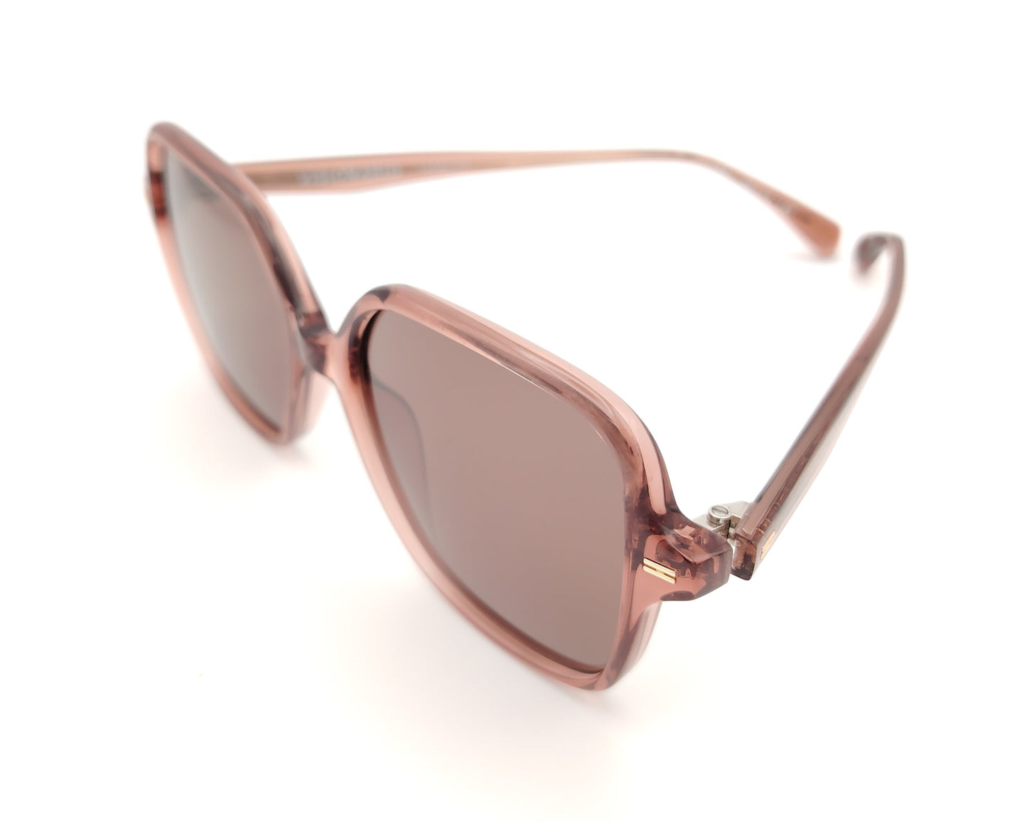 gafas de sol visionario rosa translúcido con lentes polarizadas y montura oversize