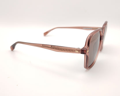gafas de sol visionario rosa translúcido con lentes polarizadas y montura oversize