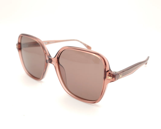 gafas de sol visionario rosa translúcido con lentes polarizadas y montura oversize