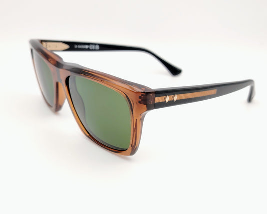 web we350 50n gafas de sol de acetato en formato cuadrado , color marrón traslúcido con las lentes verdes y las varillas negras