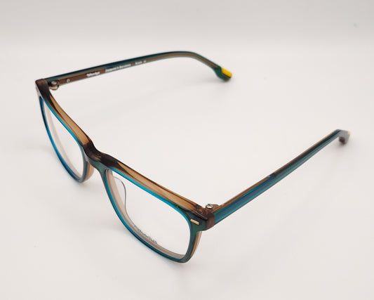 woodys felix gafas de acetato en formato cuadrado en color verde azulado y marrón traslúcido  
