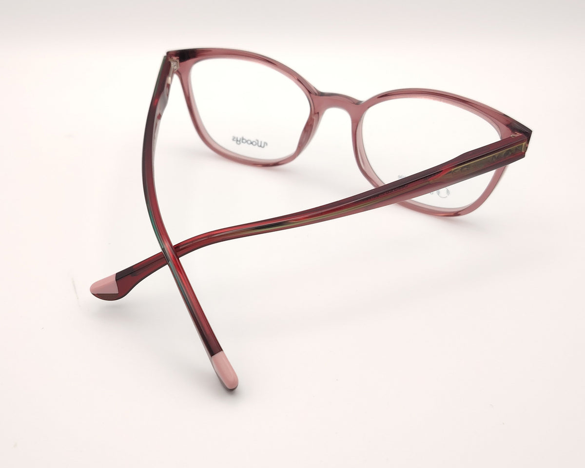 gafas graduadas rosas transparentes con varillas en rosa oscuro
