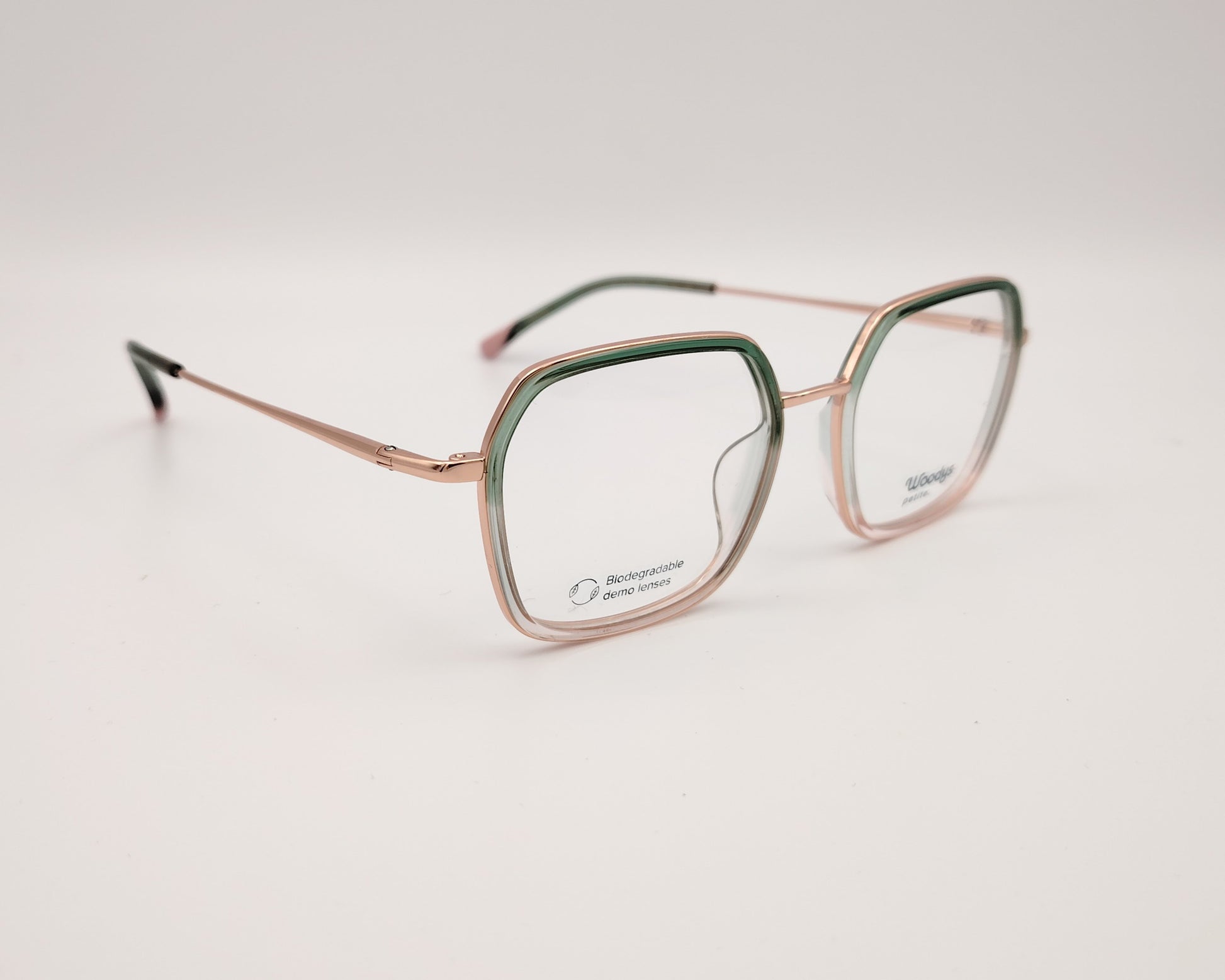 gafas woodys malini 04 petite para caras menudas en metal  dorado con detalle en verde