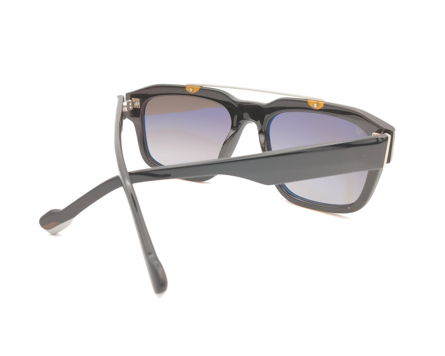 gafas de sol cuadradas oversize en acetato negro con doble puente y lentes gris degradado