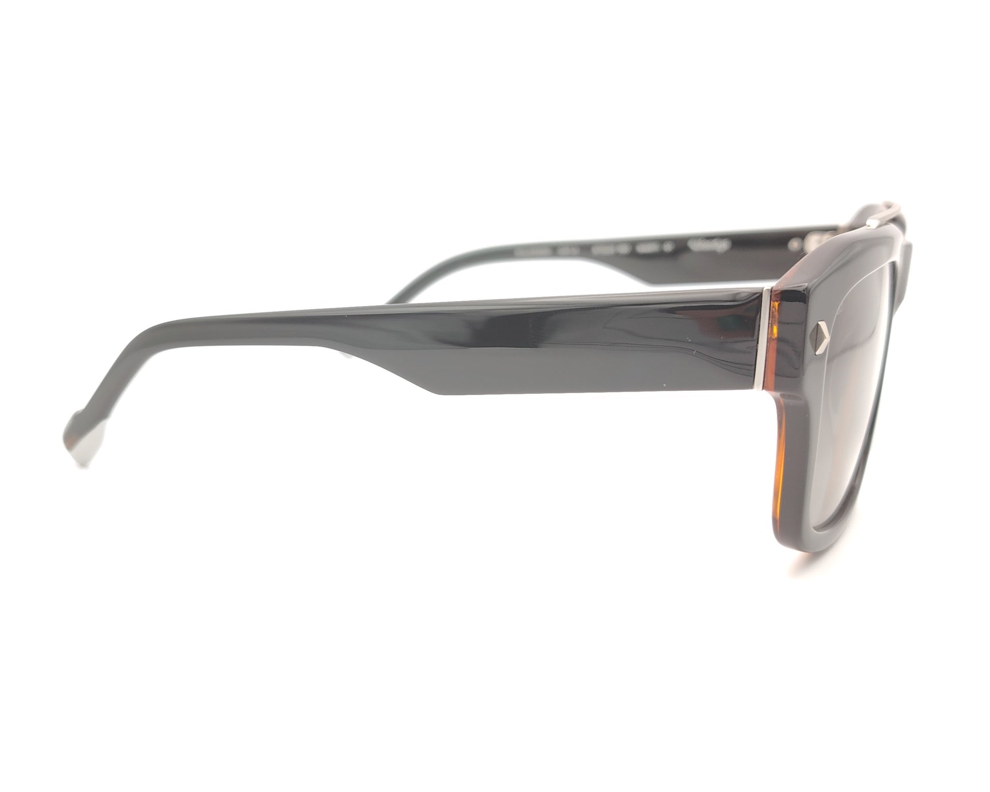 gafas de sol cuadradas oversize en acetato negro con doble puente y lentes gris degradado