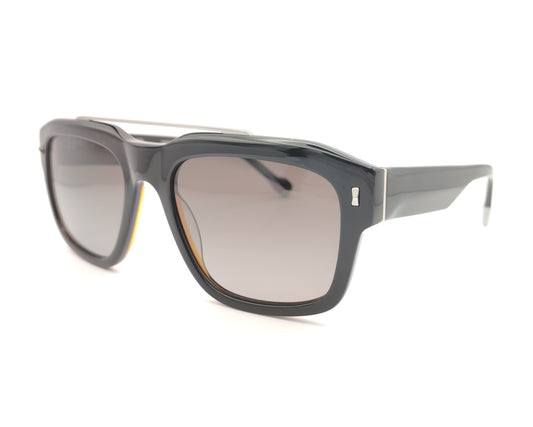gafas de sol cuadradas oversize en acetato negro con doble puente y lentes gris degradado