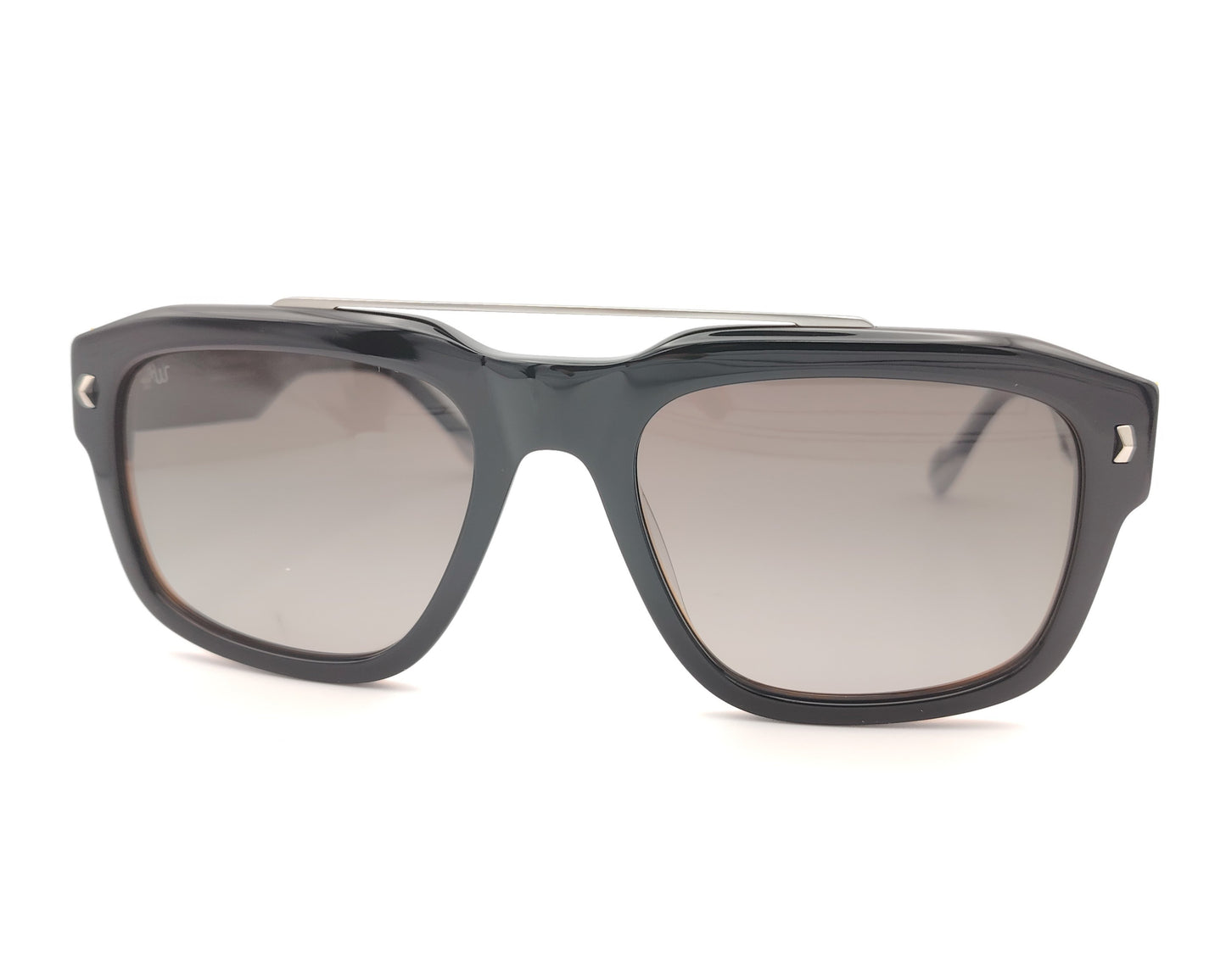 gafas de sol cuadradas oversize en acetato negro con doble puente y lentes gris degradado