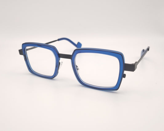 gafas graduadas xit c303 rectangulares con frontal azul eléctrico y varillas metálicas negras

