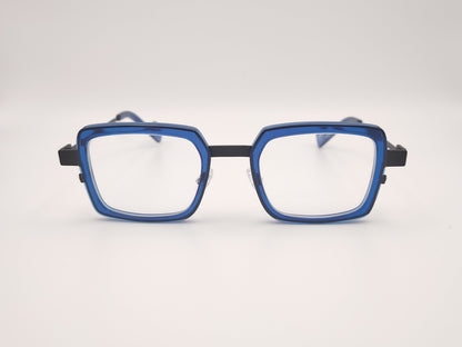 gafas graduadas xit c303 rectangulares con frontal azul eléctrico y varillas metálicas negras

